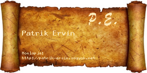 Patrik Ervin névjegykártya